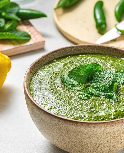 Serrano Mint Cilantro Chutney (Coriander Chutney)