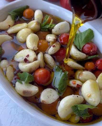 Easy Cherry Tomato + Garlic Confit