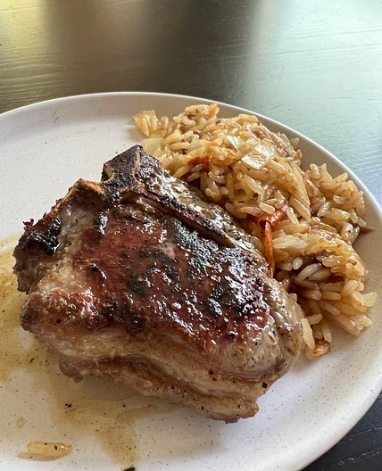 Moroccan Spiced Lamb Chops and Rice