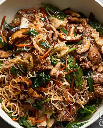 Korean-Style Steak and Noodles with Kimchi