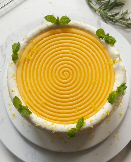 Vanilla Crepes Cake with Lemon Curd Top