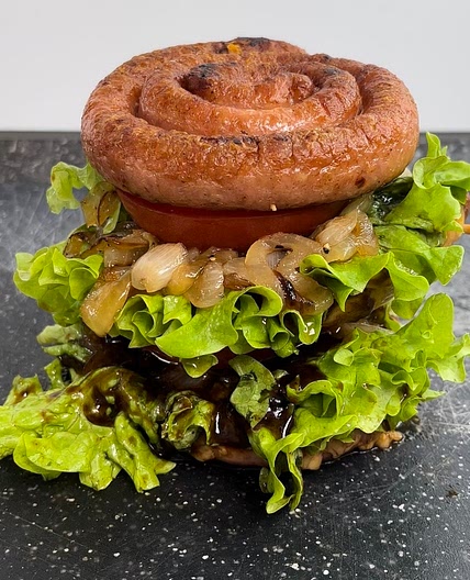 Fried sausage burger