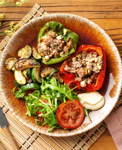 Pork and Feta Stuffed Peppers