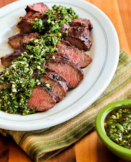 Beef Tenderloin with Chimichurri Sauce (Low Carb/Low Sodium/Diabetic Friendly/Dairy Free/Gluten Free)