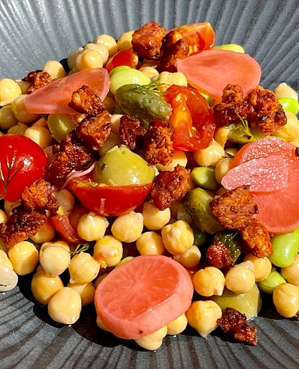 Chorizo and Chickpea Salad with a Lemon and Dill Dressing