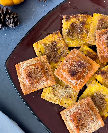 Fried Pumpkin Ravioli with Cinnamon Bun Spread