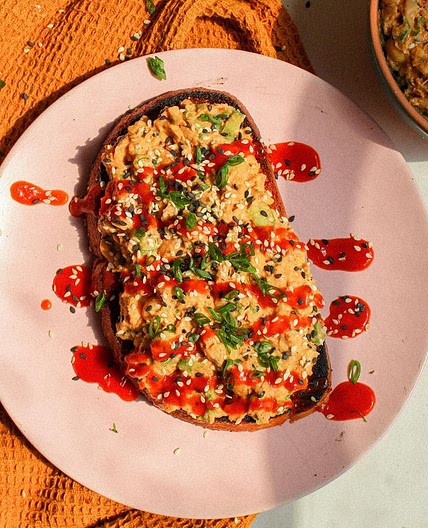 Spicy Sesame Chickpea Salad Toast