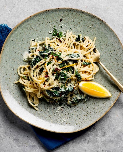 Creamy Spinach, Ricotta & Lemon Pasta