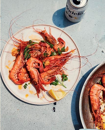 Shrimp in the Shells with Lots of Garlic and Butter