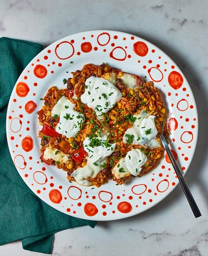 Cheesy Mexican-Style Rice With Soured Cream And Chives