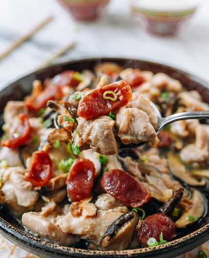 Steam Chicken with Chinese Sausage