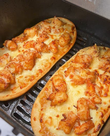 Air Fryer Lemon Garlic Shrimp Flat Bread