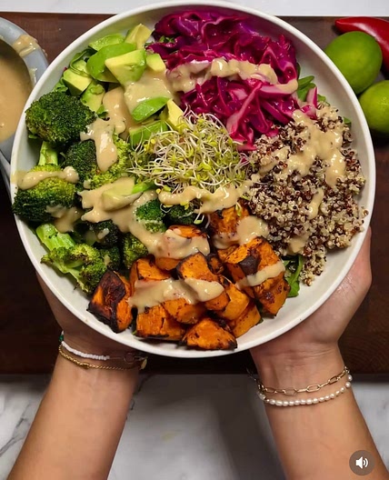 Roasted Miso Sweet Potato Beauty Bowl & Tahini Miso Dressing