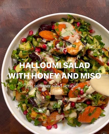 Halloumi Salad with Honey & Miso