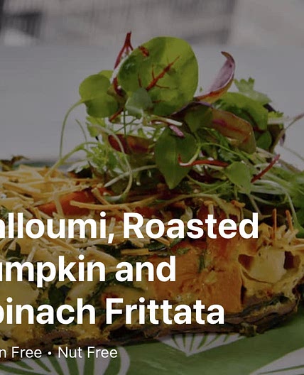 Halloumi, Roast Pumpkin, Roast Capsicum and Spinach Frittata