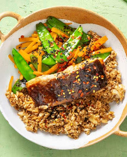 Hoisin Trout

with Sticky Cauliflower Rice and Mangetout