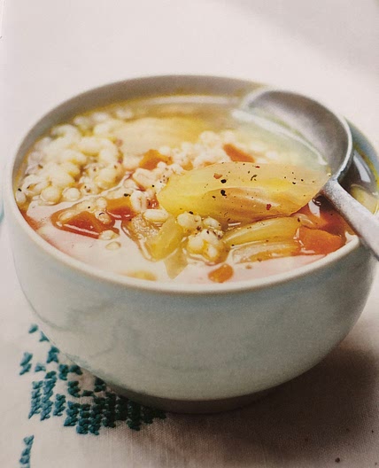 Bouillon de fenouil et carottes à l'orge