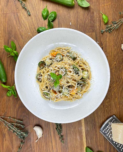 Baby Courgette Creamy Pasta