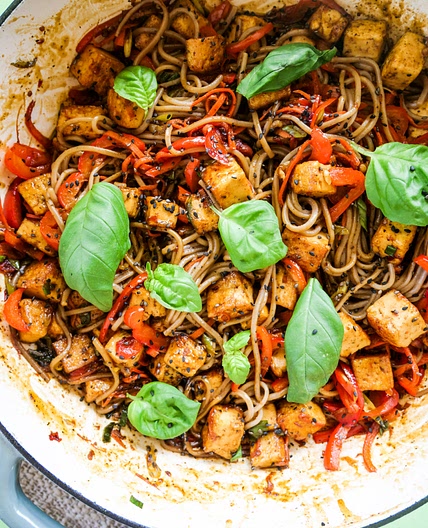 SWEET CHILI TOFU WITH NOODLES