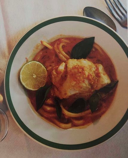 Tomato and Turmeric Fish Curry with Udon