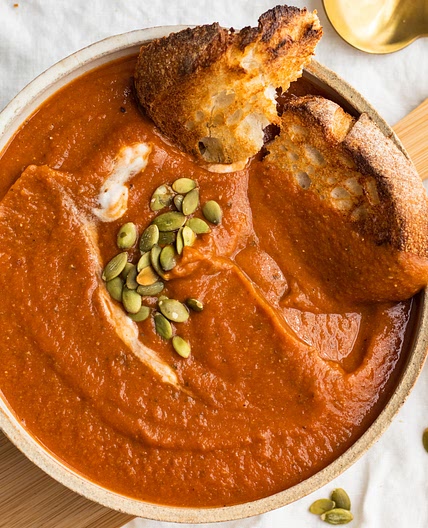 Vegan Creamy Pumpkin Tomato Soup without Coconut Milk