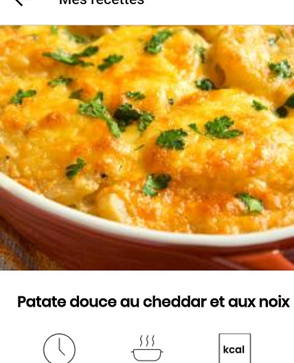 Patate douce au cheddar et aux noix