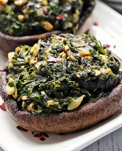 Stuffed Portobello Mushrooms (Vegetarian/Low Carb/Low Sodium/Low Cholesterol/Diabetic Friendly)