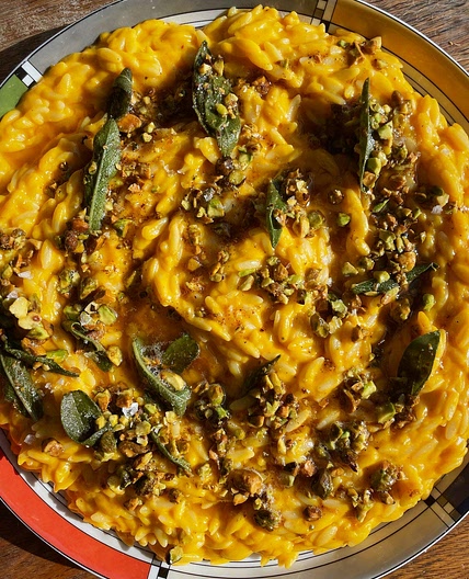 Creamy Butternut Squash Orzo with Gruyère and Sage Pistachio