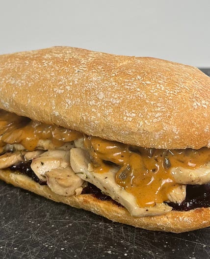 Sweeat and salty mushroom chicken sandwich