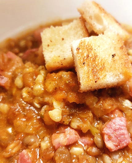 Buckwheat, barley and lentil soup