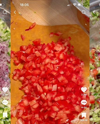 Diced Cucumber, Onion, Tomato Salad