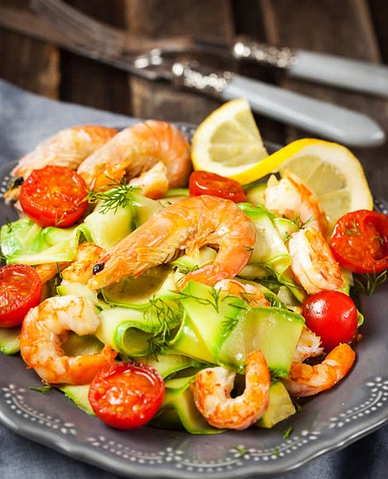 Tagliatelles de courgettes et crevettes