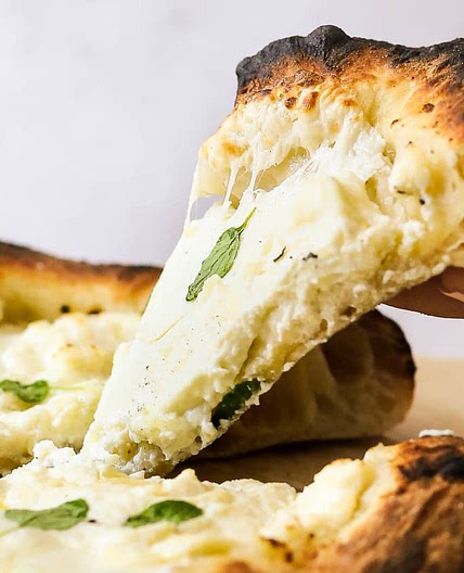 Garlicky White Pizza with Mozzarella and Ricotta