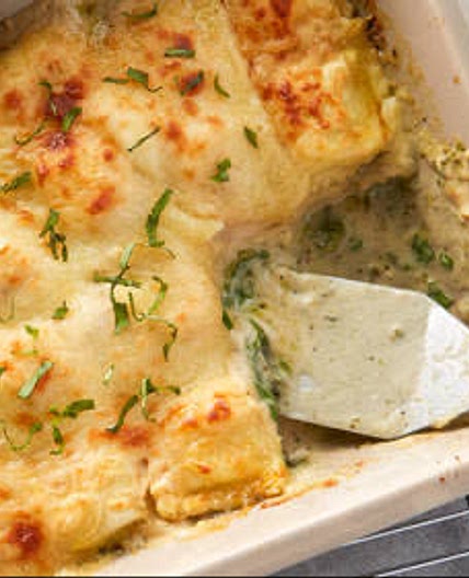 White Spinach and ravioli lasagna