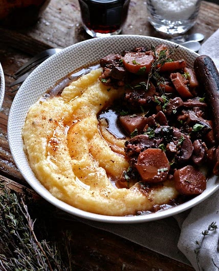 Ragout carotte champignons vin rouge