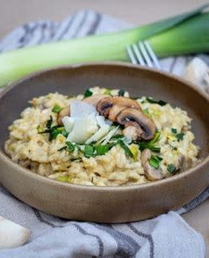 Risotto poireau champignons