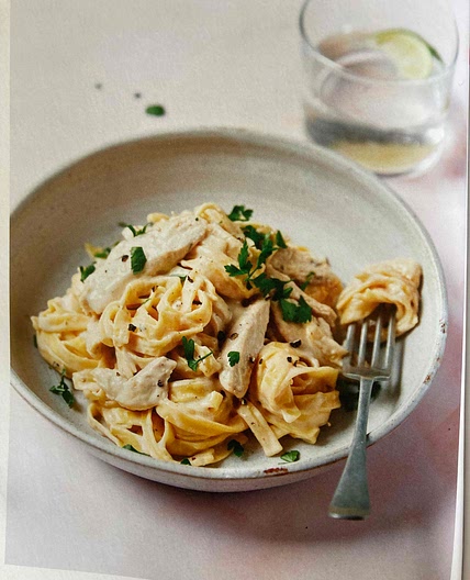 Ham Alfredo pasta