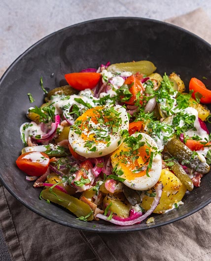 German Potato Salad with Crispy Bacon