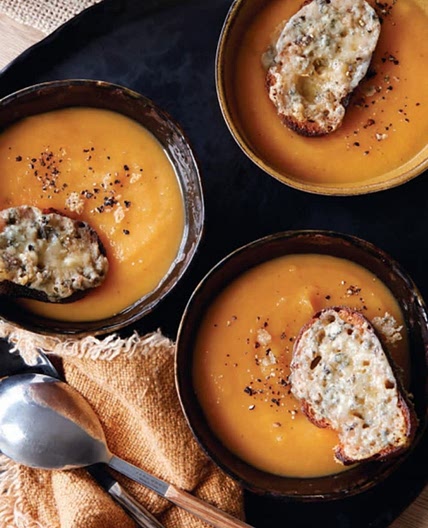 Roasted Squash & Parsnip Soup with Stilton Toasts (Food & Drink)