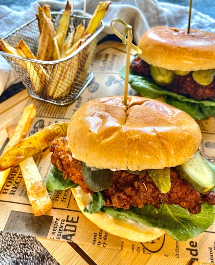 Truffle Mayo Buttermilk fried chicken burger 