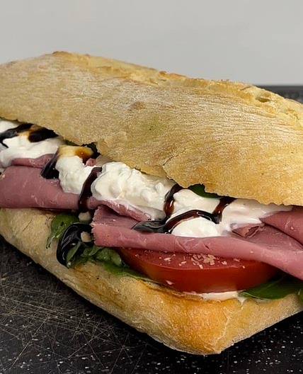 Pastrami burrata sandwich