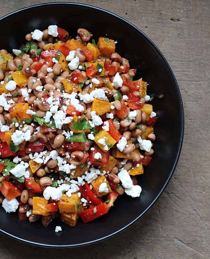 Black Eyed Pea Salad with Butternut Squash and Goat Cheese