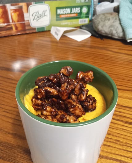 Butternut pumpkin soup with walnuts