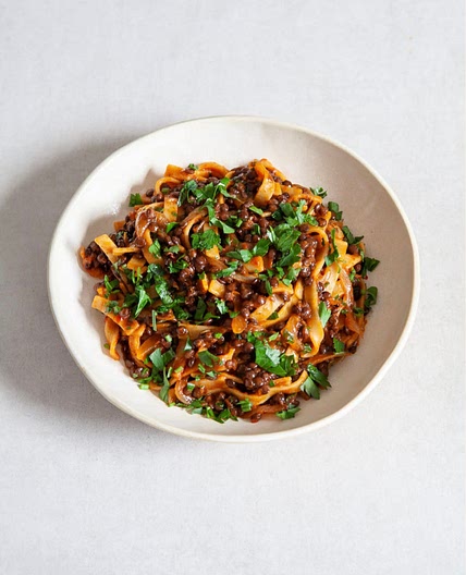 Harissa Spiced Tagliatelle & Puy Lentils