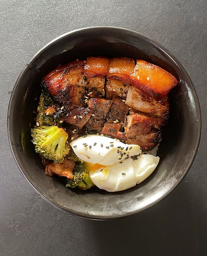Pork belly rice bowl