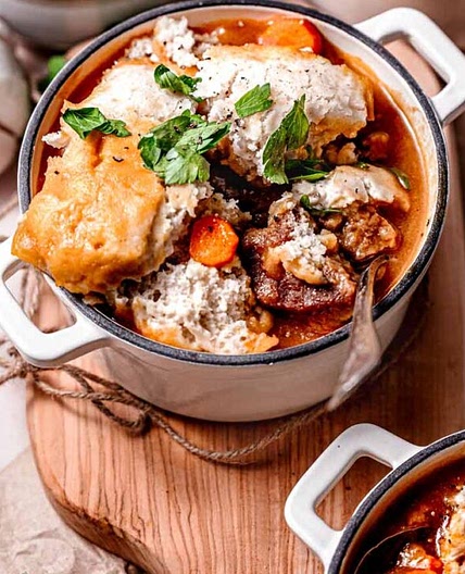 Hearty Vegan Beef Stew with Biscuits