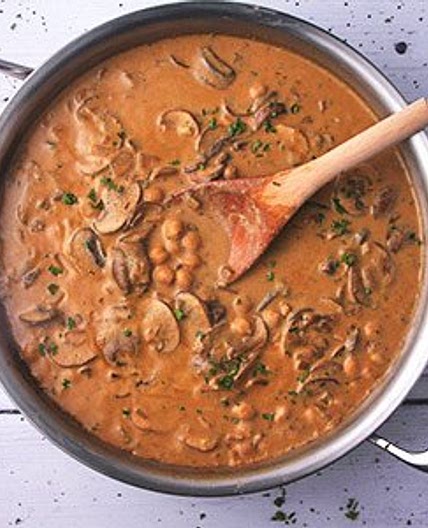 creamed chickpeas and mushrooms