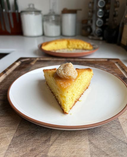 Brown Butter Skillet Cornbread with Cinnamon Honey-Butter