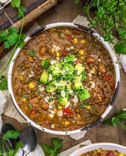 Vegan Creamy Enchilada Lentil Soup