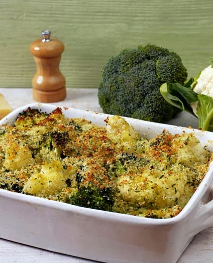 Cauliflower and broccoli gratin
